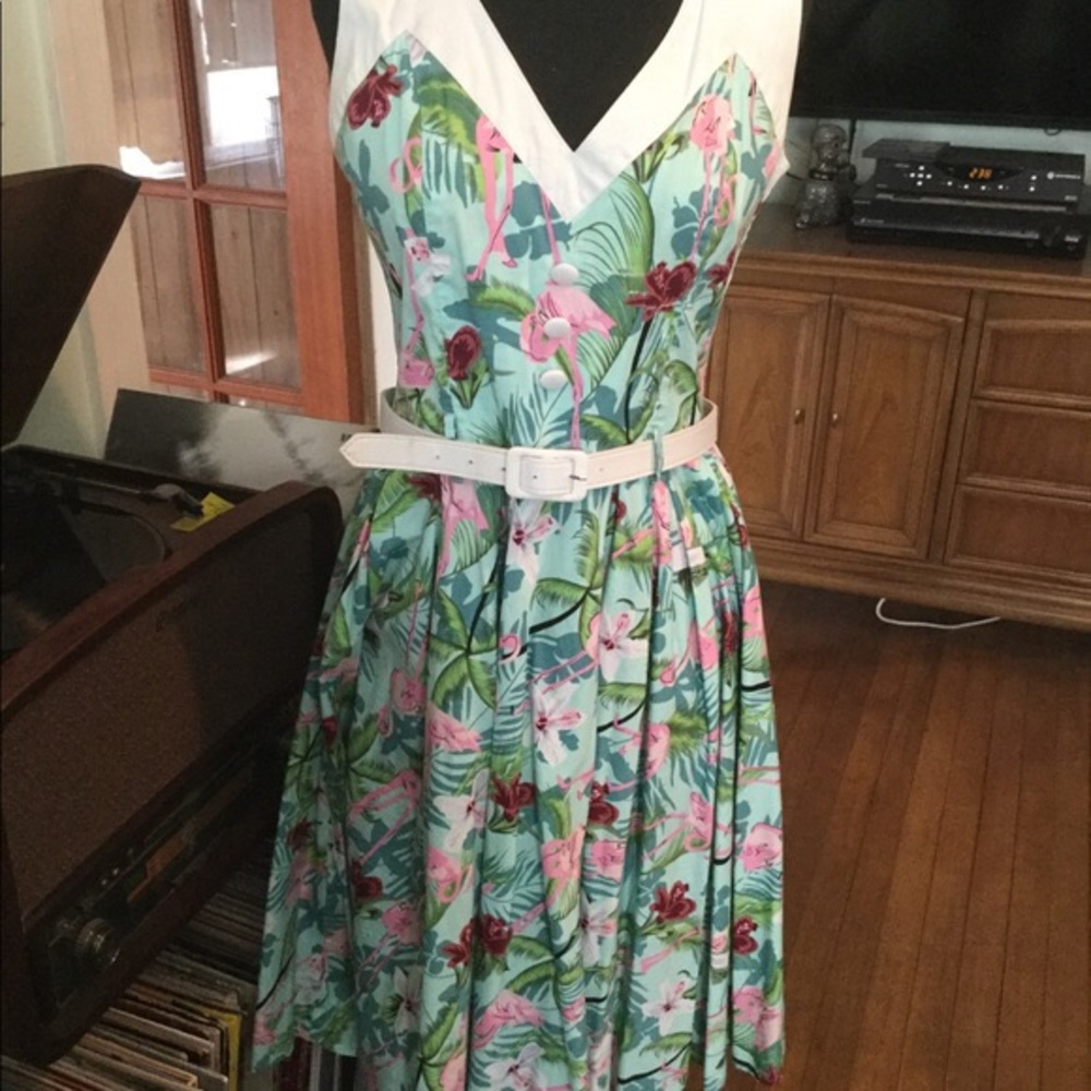 Hell Bunny Larissa Flamingo Dress